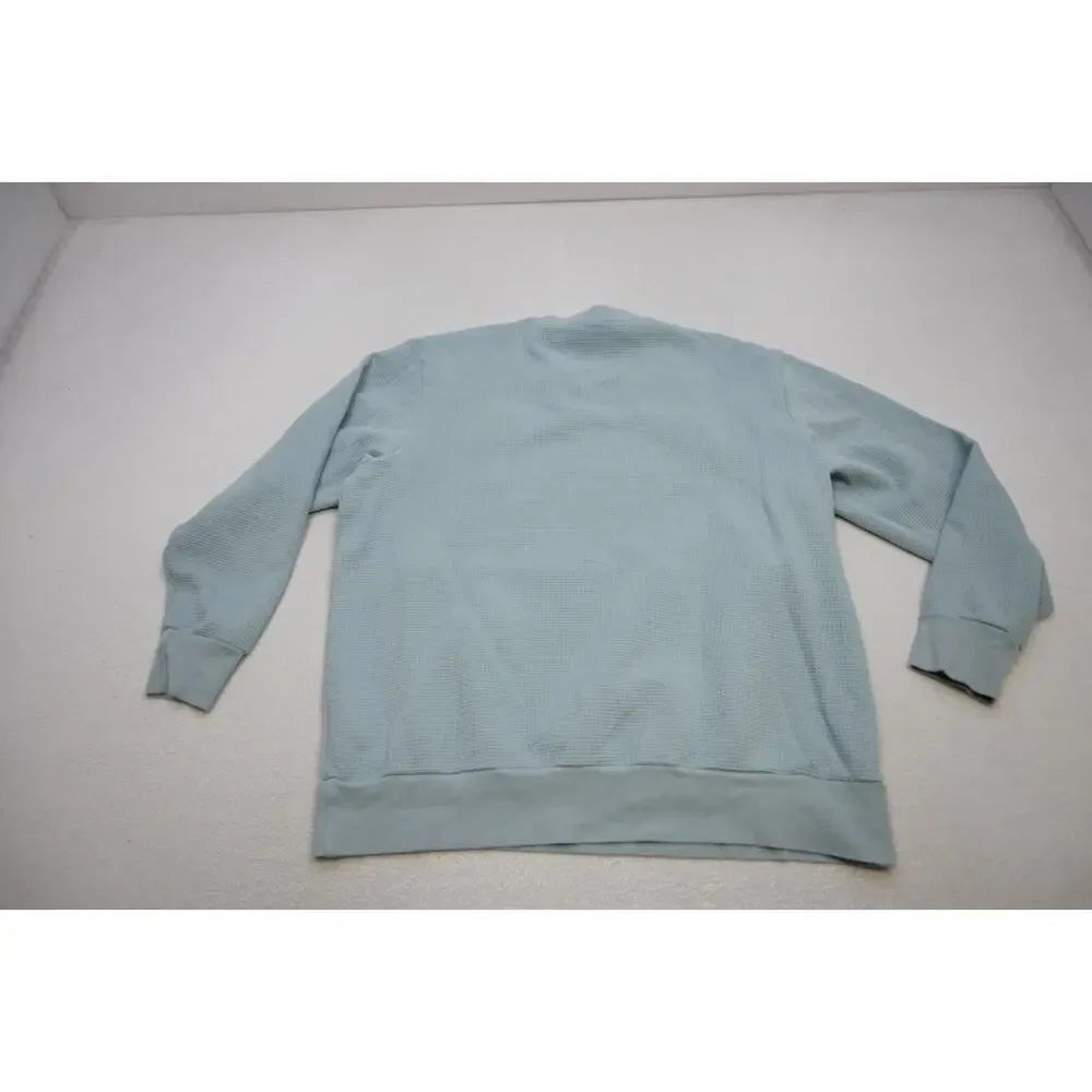 Adidas Crew Neck Sweat Shirt Sweater Blue‎ Thermal Weave Long Sleeve Mens Large